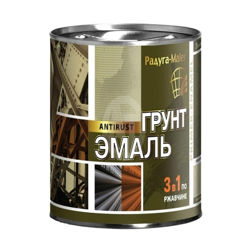 Эмаль-грунт по ржавчине 3в1 зеленая  0,9кг РАДУГА