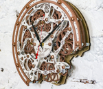 Авторские настенные часы с подвижным механизмом «Automaton Bite 1682» (белые с медью)