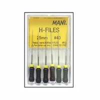 H-Files №40 (25мм) Mani Аш-Файлы (6шт.) Мани, корневой бурав ручной, эндодонтический