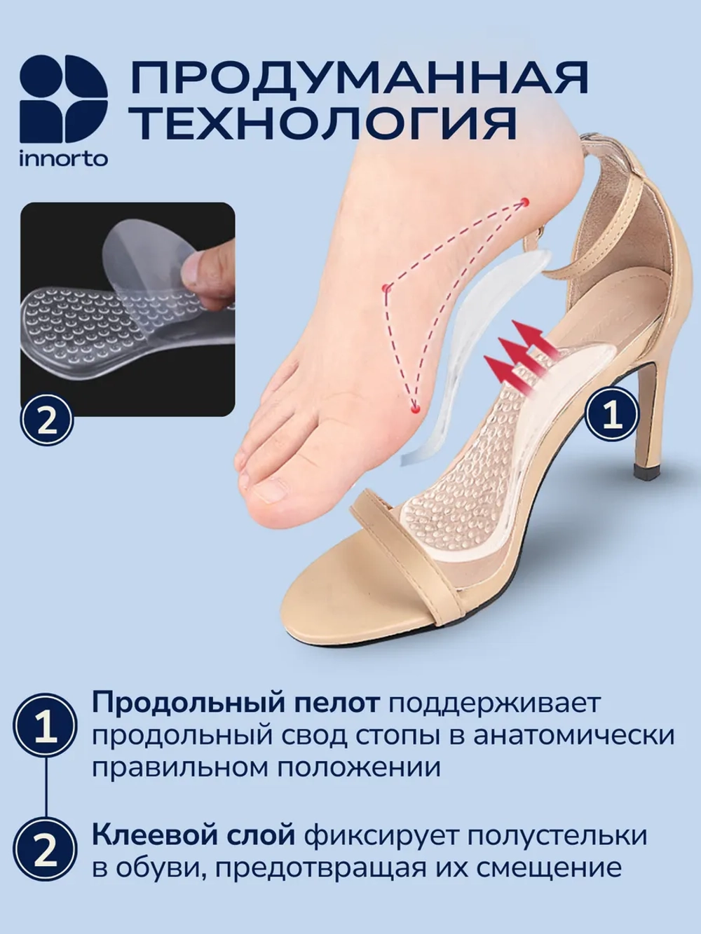Полустельки в туфли силиконовые женские