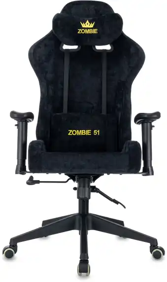 Кресло игровое Zombie 51 черный Light-20 с подголов. крестов. пластик