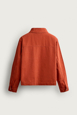 ZARA УКОРОЧЕННАЯ КУРТКА С ВЫШИВКОЙ И НАШИВКАМИ, ОРАНЖЕВЫЙ
