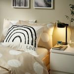 Комплект постельного белья IKEA KLYNNETAG (КЛИННЕТАГ), Односпальный, Бежевый с рисунком, 150x200, 50x80 см