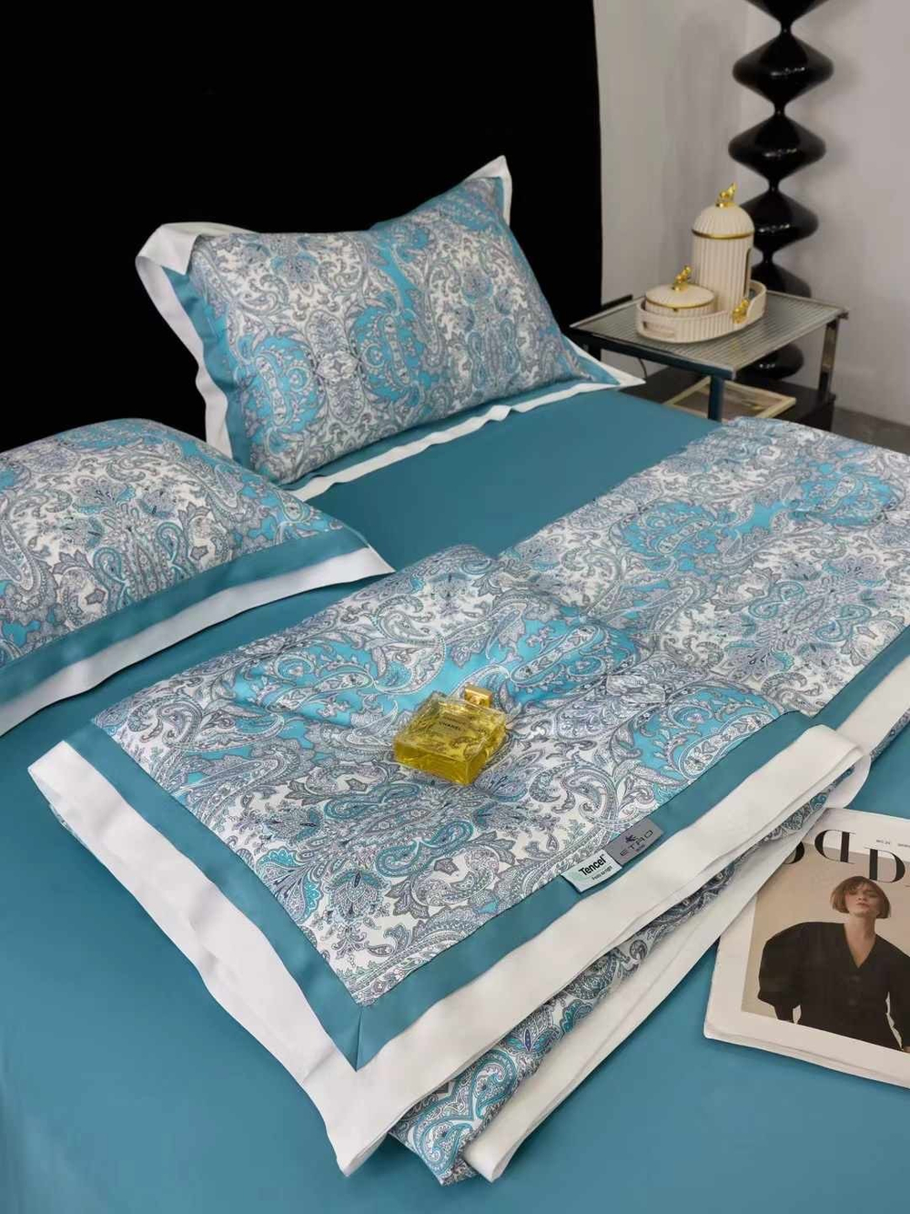 Постельное белье с одеялом из тенселя Paisley | Blue