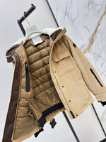 Женский вельветовый пуховик Moncler с поясом — бежевый — фото 7