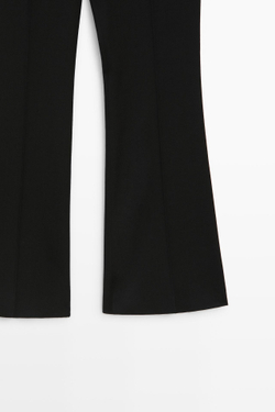 Massimo Dutti Эластичные расклешенные брюки из шерстяной смеси, черный
