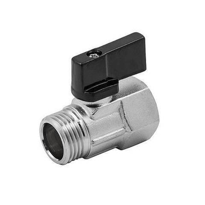 Кран шаровой ELSEN MINI - 1/4" (ВР/НР, PN10, Tmax 80°C, ручка-флажок черная)