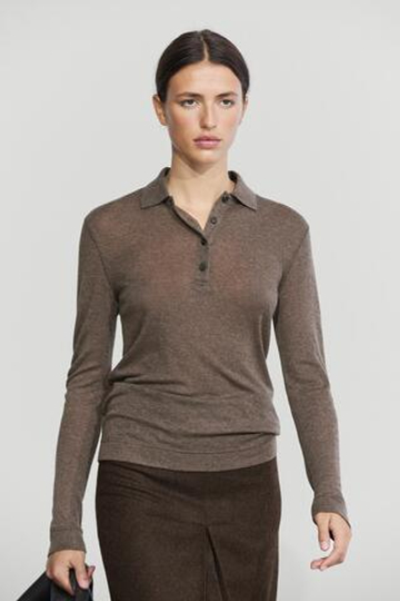 Massimo Dutti Шерстяное поло с длинными рукавами, норка