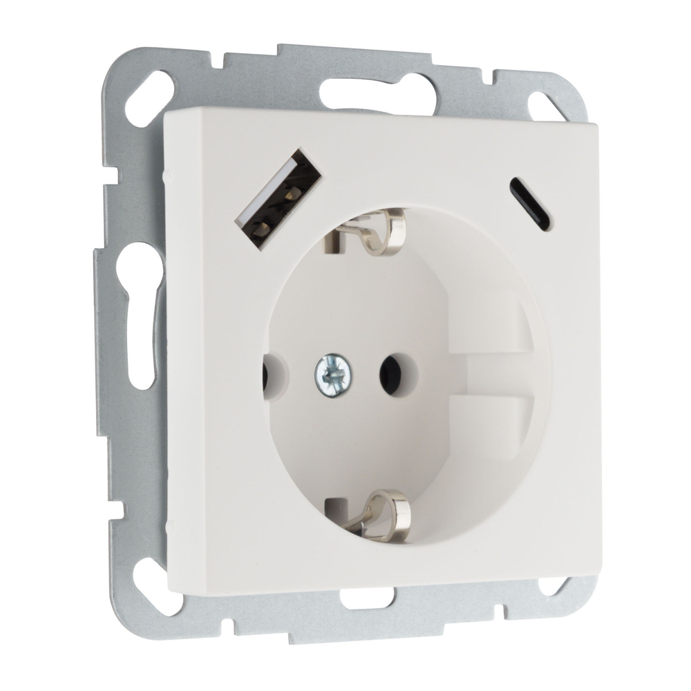 Розетка USB (A+C), 16А 250В 3400 мА LAVERO BAROCCO 1013100303 белая матовая