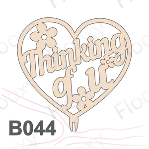 Топпер деревянный в букет цветов "Thinking of u" 10шт.