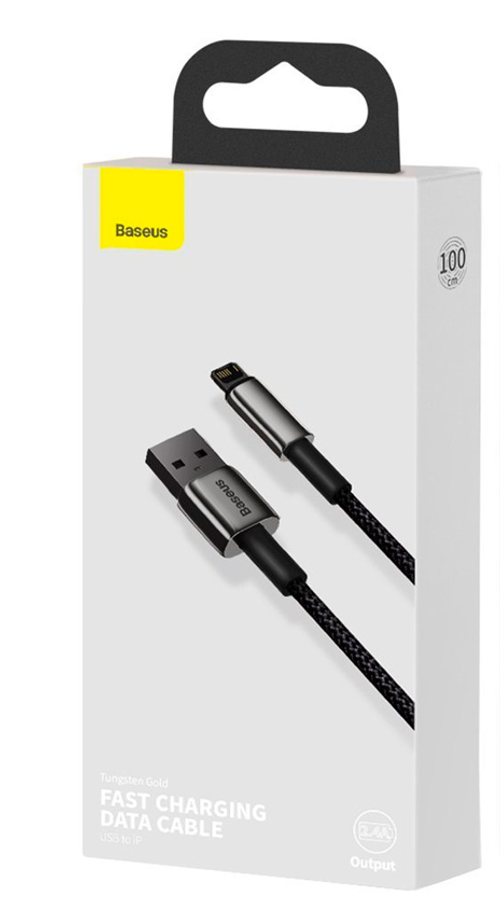 Baseus Tungsten Gold Fast Charging Data Cable USB to iP 2.4A 1m Black