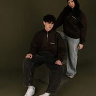 Cвитшот UNIFORM Half-zip Heavy STUDIOS, коричневый