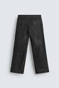 ZARA БРЮКИ RELAXED FIT С ФЛОКИРОВАНИЕМ, СЕРЫЙ
