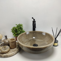 Раковина из оникса Bowl Grey BO-80968 45x45x15 из натурального камня