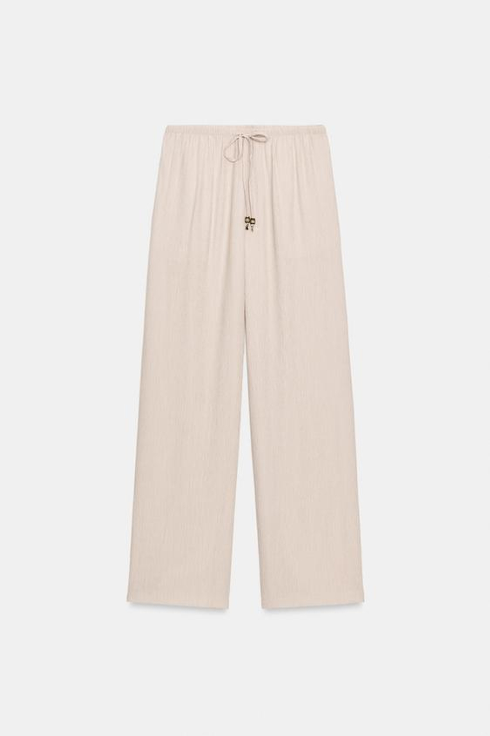 ZARA БРЮКИ ПРЯМОГО КРОЯ ИЗ СТРУЯЩЕЙСЯ ТКАНИ, ЭКРЮ