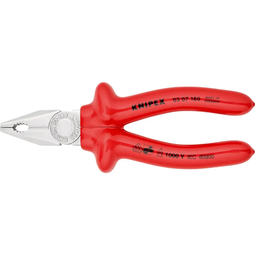 Плоскогубцы комбинированные хромированные 180 мм Knipex 03 07 180