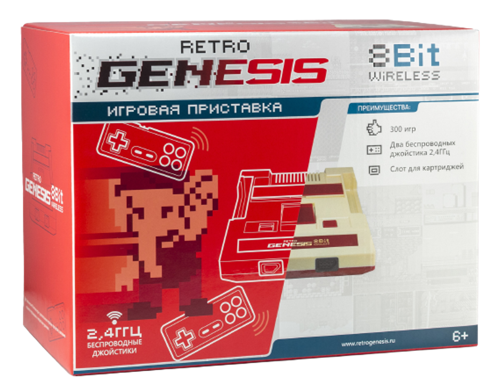 Retro Genesis 8 Bit Wireless + 300 игр (AV кабель, 2 беспроводных джойстика)