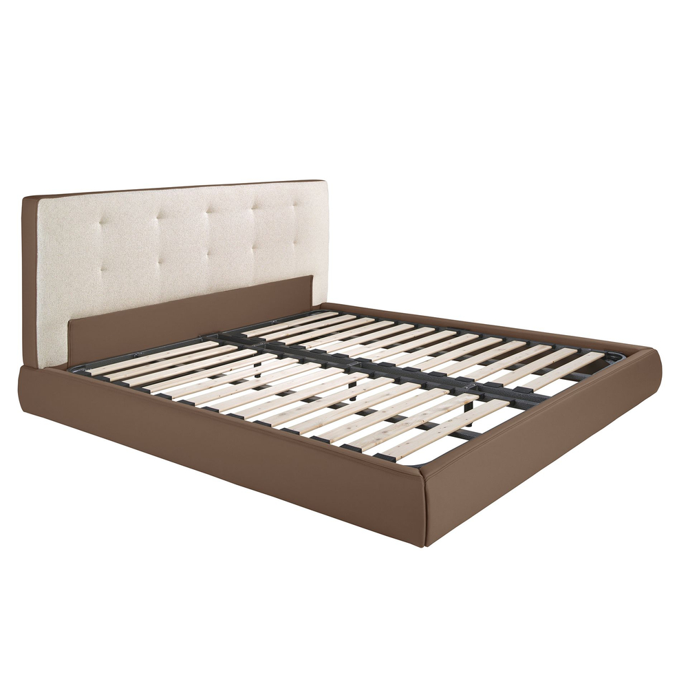 Кровать Angel Cerda 7174 с обивкой из коричневой ткани и коричневой эко-кожи 180x200 см