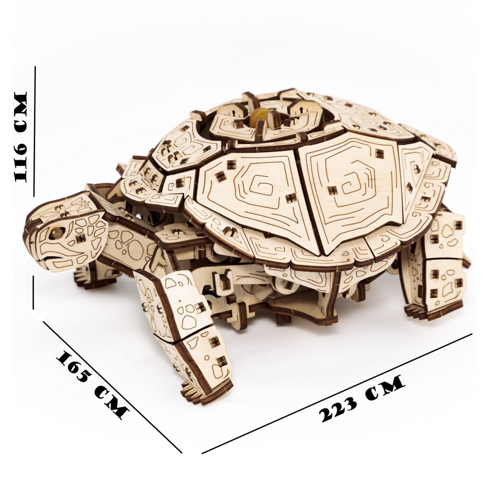 Механическая Черепаха от Eco Wood Art (EWA) - Деревянный конструктор, сборная модель, 3D пазл