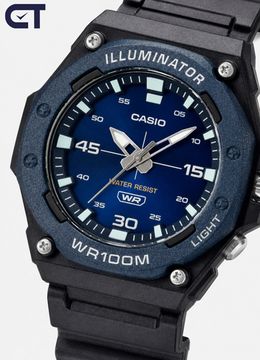 Casio MW-620H-2A General часы наручные мужские — синий циферблат, LED-подсветка и WR100