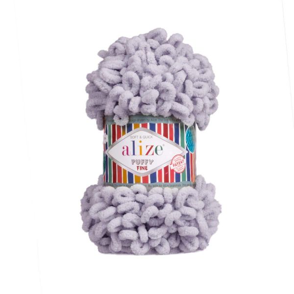 Пряжа Alize (Ализе) Puffy Fine / уп.5 мот. по 100 г, 14м, 268 серый голубь A