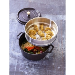STAUB Чугунная кастрюля Cocotte 24 см 3,8 л со вставкой-пароваркой черная EAN 3272340054372