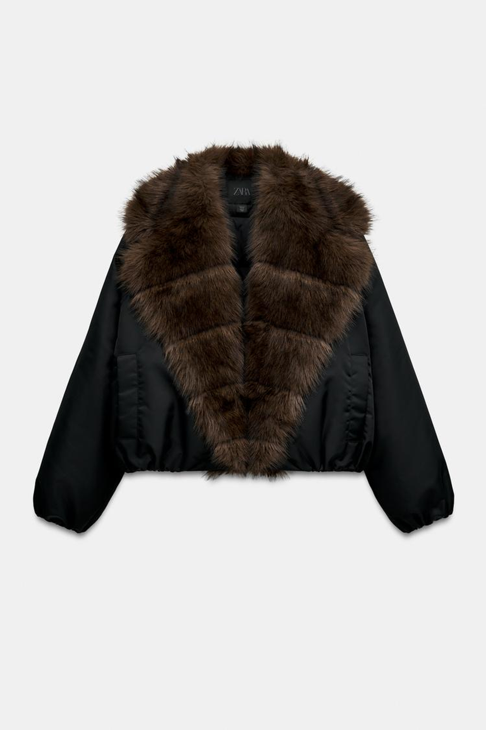 ZARA БОМБЕР С ВОРОТНИКОМ С ОТДЕЛКОЙ ПОД МЕХ — ZW COLLECTION, ЧЕРНЫЙ