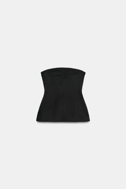 ZARA ТОП БЕЗ БРЕТЕЛЕЙ — ZW COLLECTION, ЧЕРНЫЙ