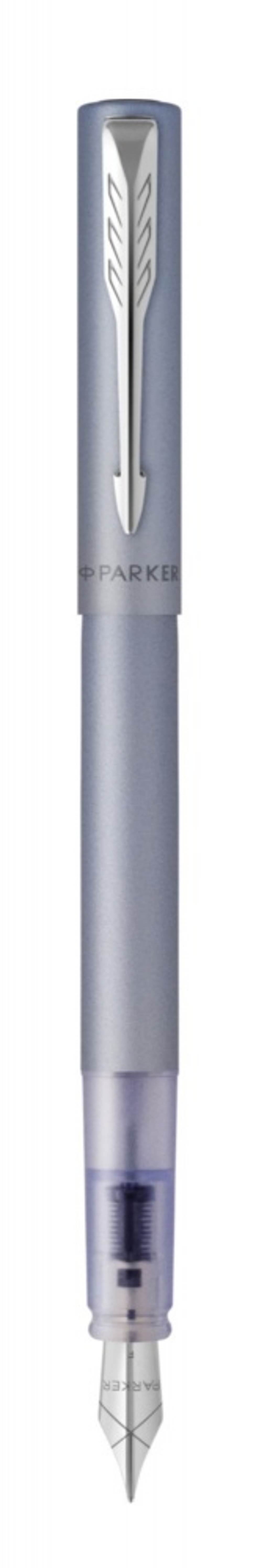 Перьевая ручка Parker Vector XL Silver Blue CT, цвет чернил blue, перо: F/M, в подарочной упаковке.