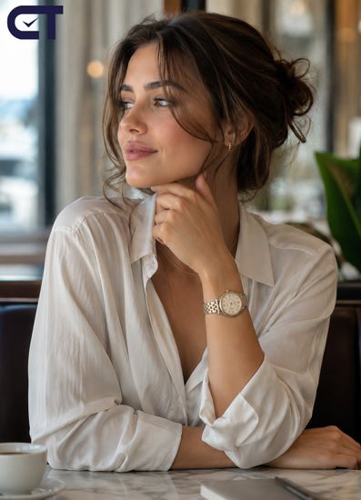 Seiko SRE010J1 Presage Cocktail Time женские наручные часы — White Lady Diamond Twist в золотистой гамме