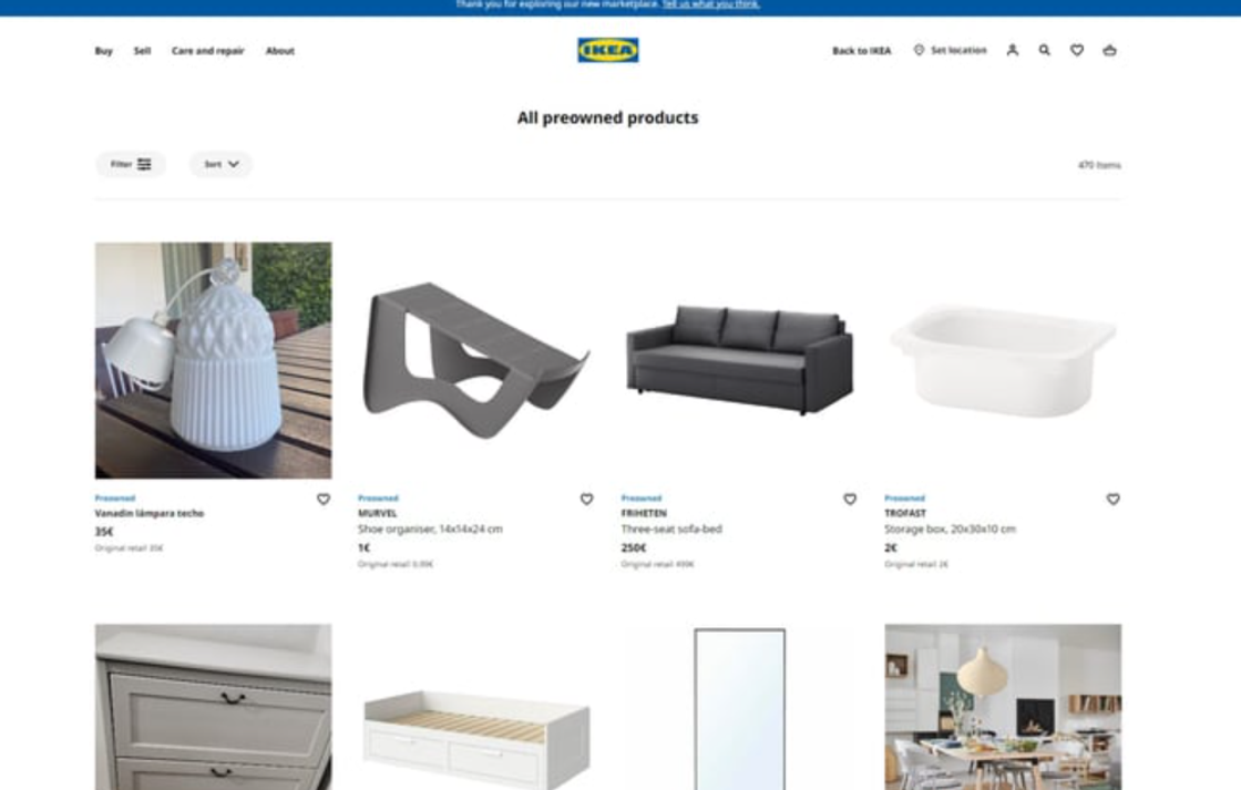 Ikea запустит в Великобритании площадку для продажи подержанной мебели