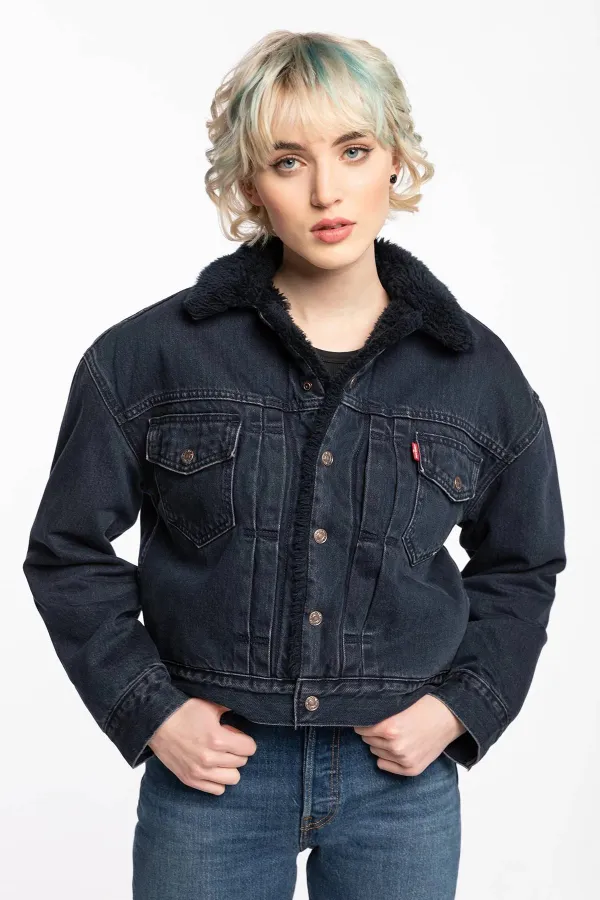 Куртка джинсовая утепленная женская LEVI'S NEW HERITAGE SHERPA DEEP DARK TRUCKER