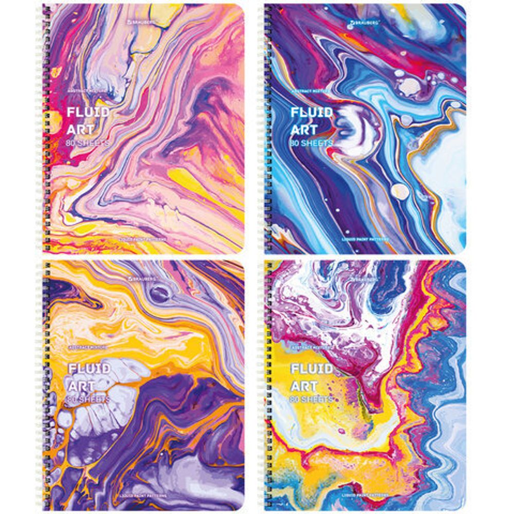 Тетрадь А5 80 л. BRAUBERG гребень, клетка, обложка картон, "Colorful Art", 404414, 4шт