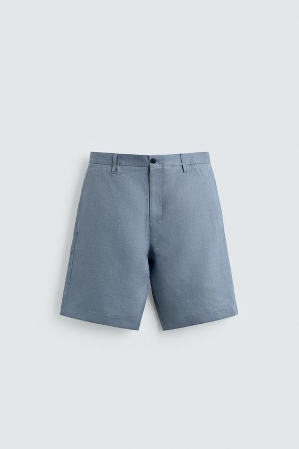 ZARA ШОРТЫ RELAXED FIT ИЗ 100% ЛЬНА, ЛИНЯЛЫЙ СИНИЙ