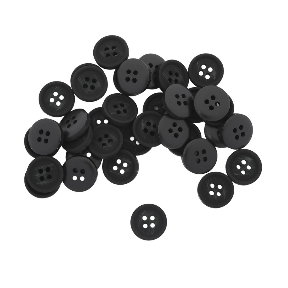 Пуговицы 4 прокола 24L=15 мм, (Black (черный)), 36 шт, 613988-2