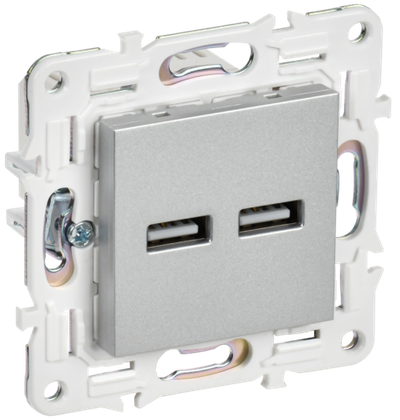 SKANDY Розетка USB A+A 3,1А SK-R15S серебряный IEK