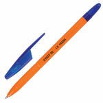 Ручка шариковая масляная STAFF "Basic X-100", СИНЯЯ, корпус оранжевый, узел 1 мм, линия письма 0,7 мм, 143204