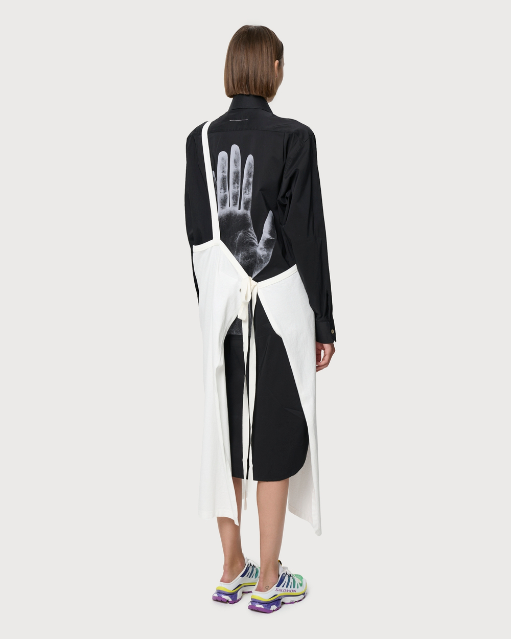 MM6 MAISON MARGIELA ТОП-ФАРТУК ЖЕНСКИЙ БЕЛЫЙ С ПРИНТОМ
