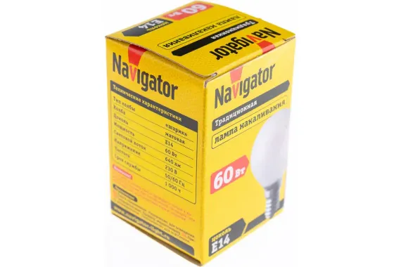 Лампа Navigator 60Вт Е14 шаровидная матовая 23744