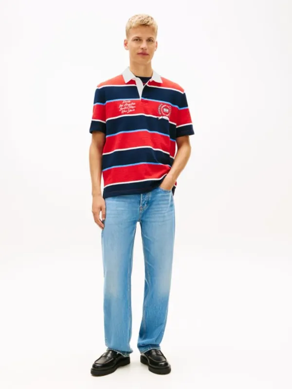Поло мужское TOMMY JEANS TJM RLX SS STRIPE S