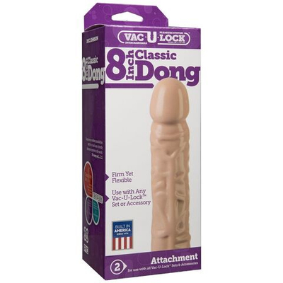 Классическая насадка-фаллос Vac-U-Lock 8 Classic Dong - 20,3 см. (Цвет: телесный)