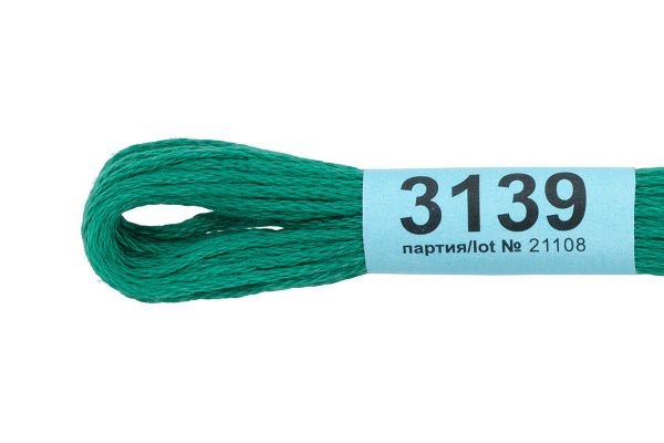 Мулине Gamma 100% хлопок, цв.3139 т.зеленый, 24 мотка по 8 метров