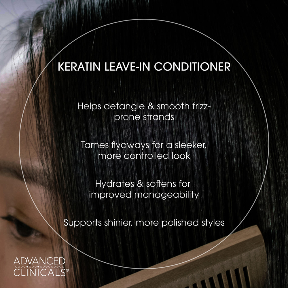 Advanced Clinicals, Keratin Smooth & Shine, несмываемый кондиционер для гладкости и блеска волос, 237 мл (8 жидк. унций)