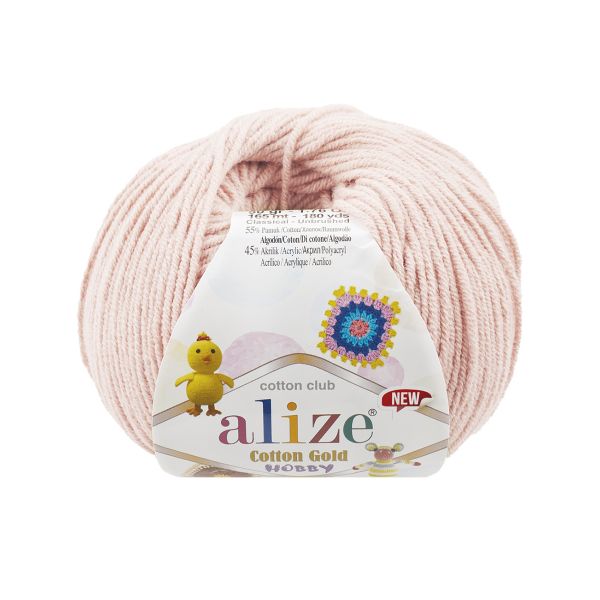 Пряжа Alize (Ализе) Cotton Gold Hobby New / уп.10 мот. по 50 г, 165 м, 382 телесный
