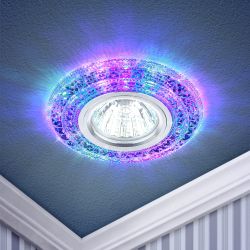 Светильник встраиваемый cо светодиодной подсветкой ЭРА DK LD3 SL/RGB под лампу MR16 GU5.3 прозрачный цветной | Встраиваемые LED светильники