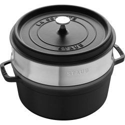 STAUB Чугунная кастрюля Cocotte 24 см 3,8 л со вставкой-пароваркой черная EAN 3272340054372