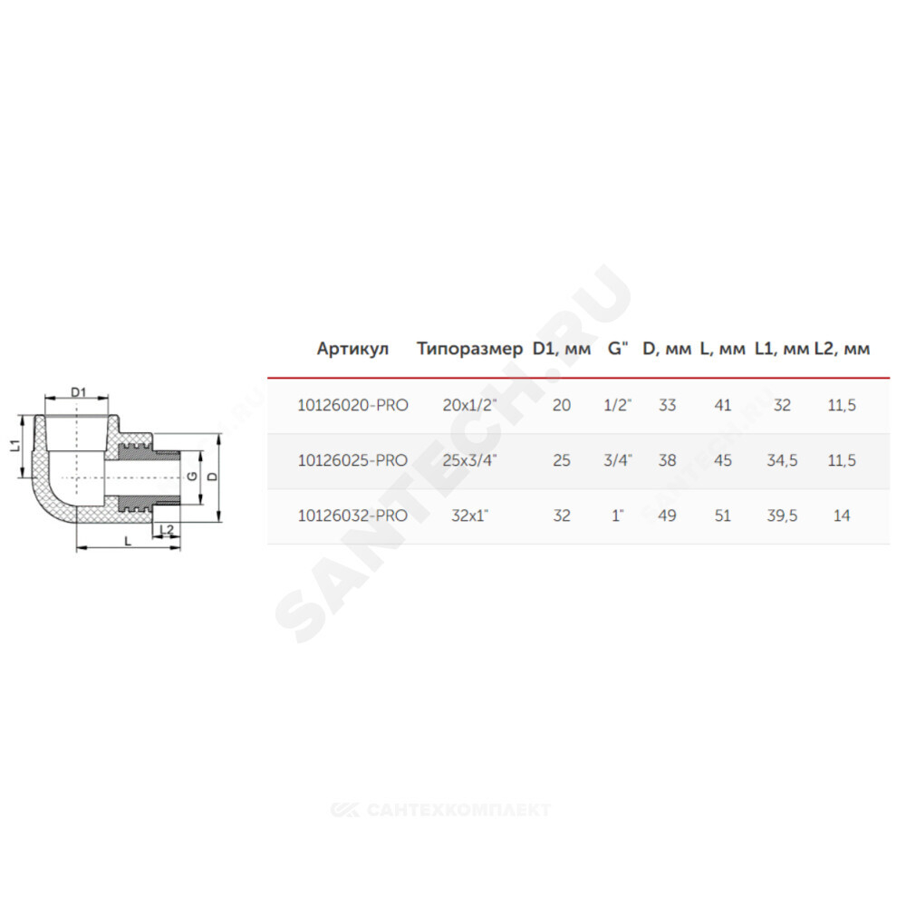 Угольник PP-R комбинированный белый Дн 25х3/4" НР PRO VALFEX 10126025-PRO