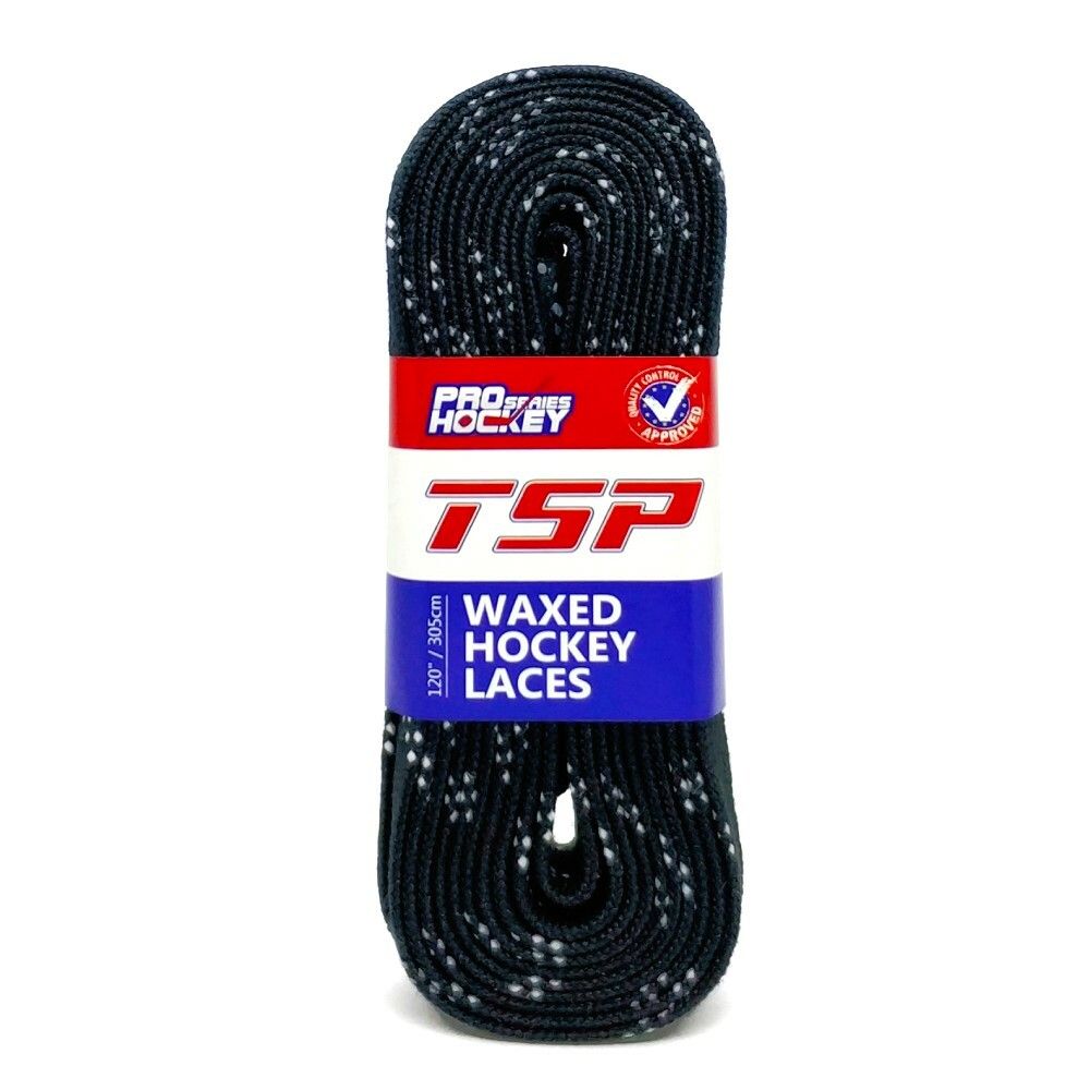 TSP Шнурки хоккейные c пропиткой Hockey Laces Waxed (Black, 305 см)