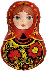 Шар (31''/79 см) Фигура, Матрешка Золотая роспись, 1 шт.
