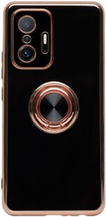 Стильный глянцевый чехол для XIAOMI 11T PRO / 11T с кольцом-подставкой и бархатной подкладкой
